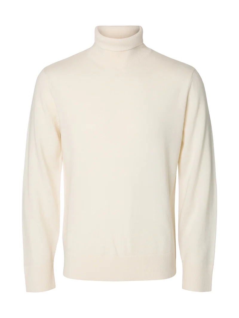 SLMTRAY BRUSHED LS KNIT MERINO ROLL, Egret