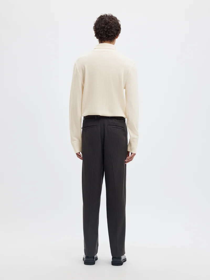 SLMTRAY BRUSHED LS KNIT MERINO ROLL, Egret