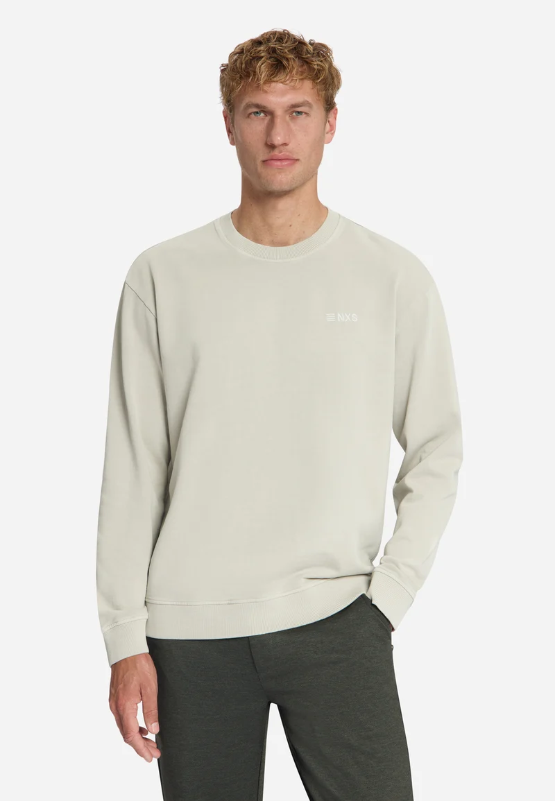 Sweater Crewneck French Terry Garment Dyed, Cement