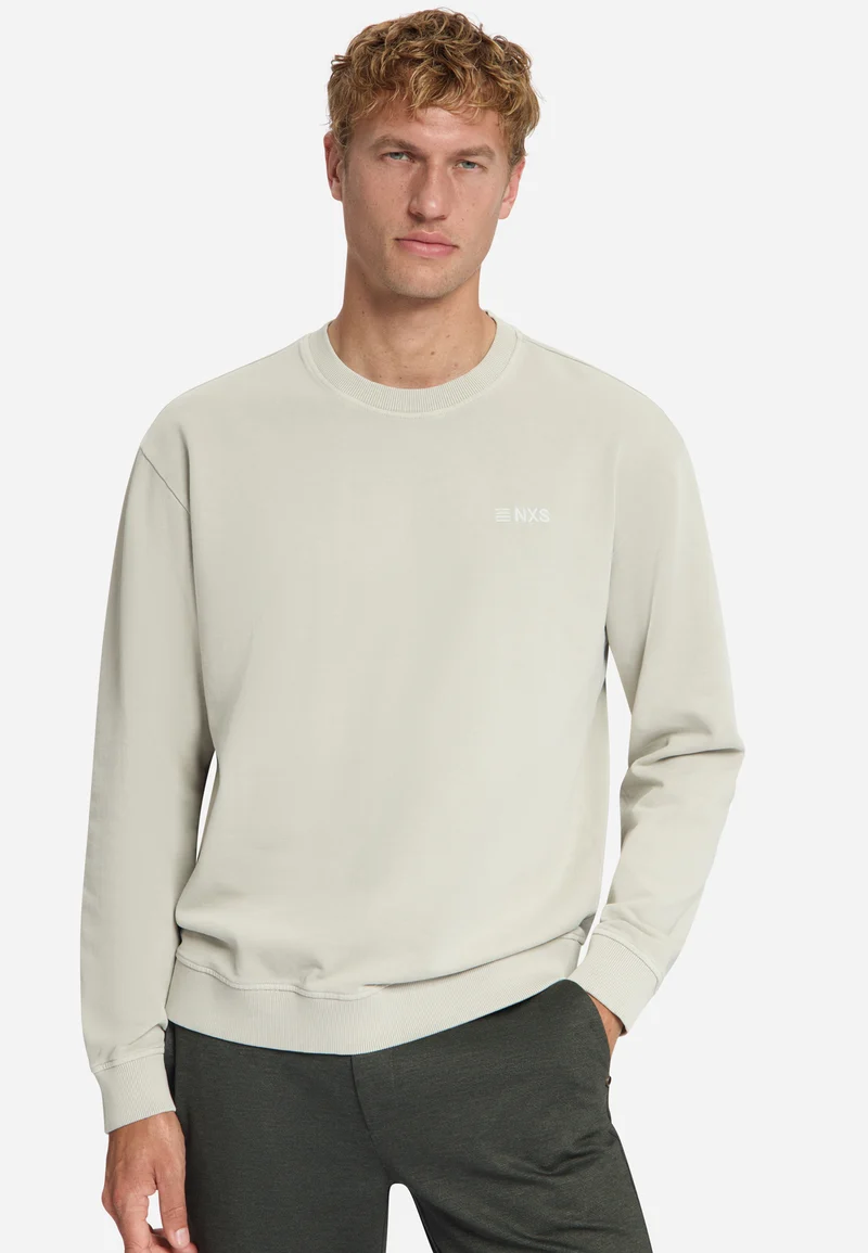 Sweater Crewneck French Terry Garment Dyed, Cement
