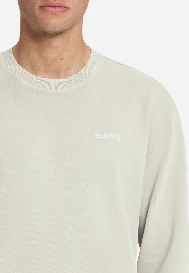 Sweater Crewneck French Terry Garment Dyed, Cement
