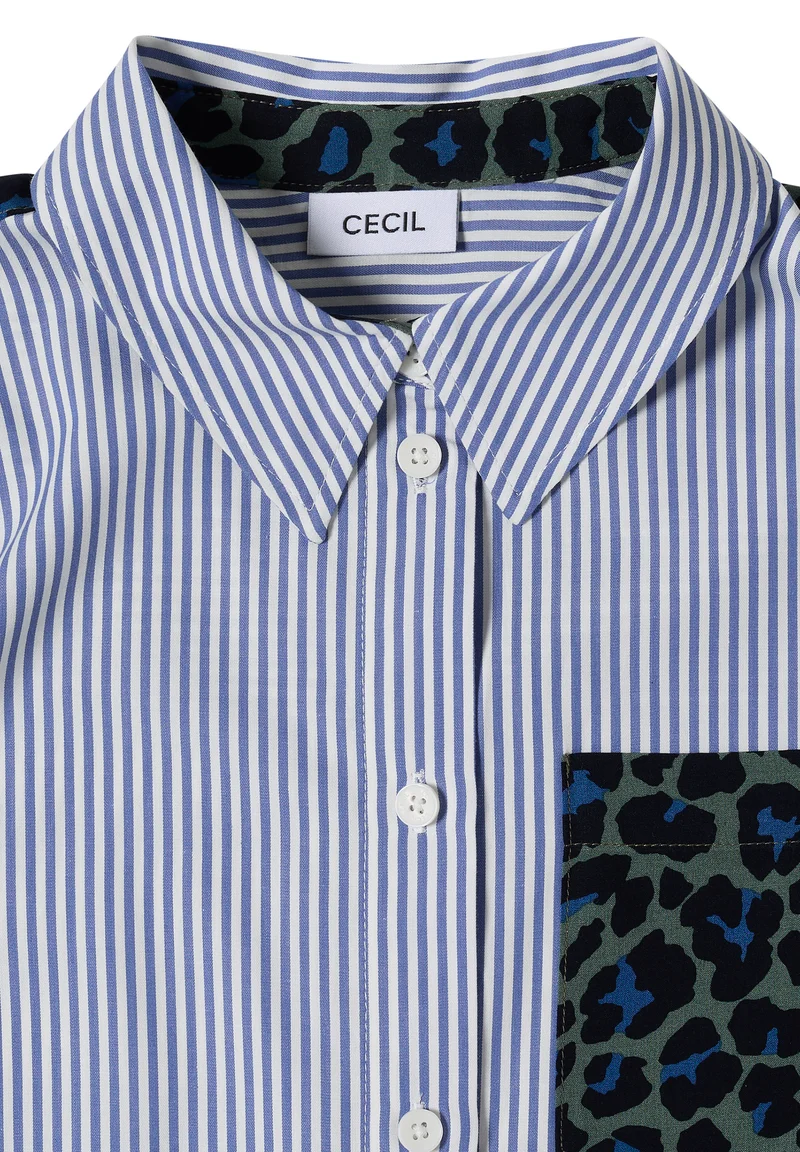 CECIL - Hemdbluse mit Streifen und Leo-Brusttasche - Farbe: blouse blue