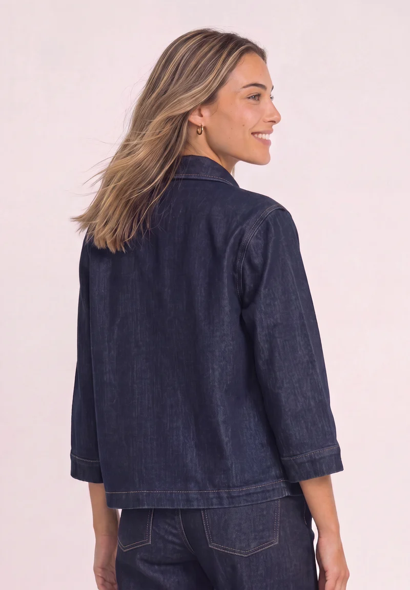 Street One - 3/4-Arm Hemdbluse mit Knopfleiste - Farbe: Rinse Soft Washed