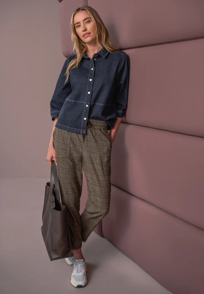 Street One - 3/4-Arm Hemdbluse mit Knopfleiste - Farbe: Rinse Soft Washed