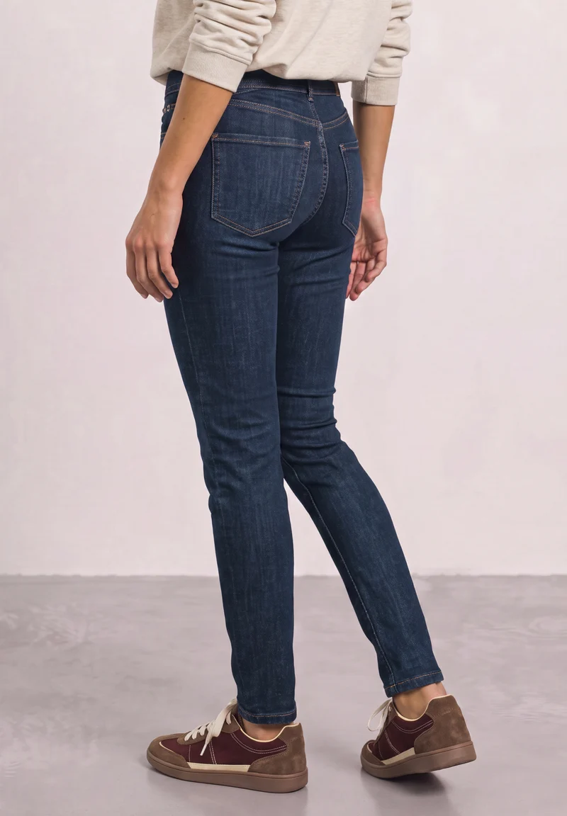 Street One - Mid Waist Slim Leg Jeans "Jane" mit Dekodetail - Farbe: Blau