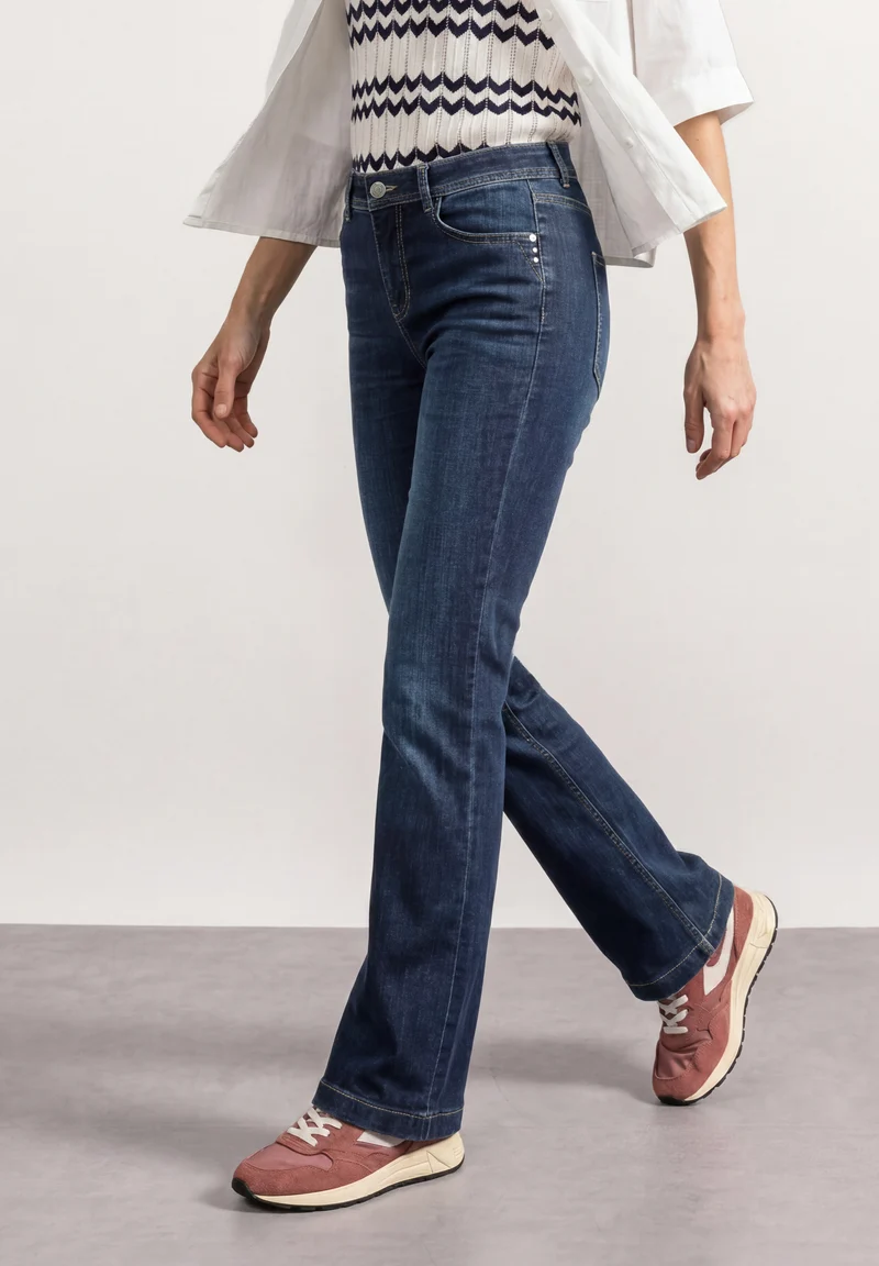 Street One - High Waist Bootcut Jeans "Style: Blaire" - Farbe: Dark Blue Washed