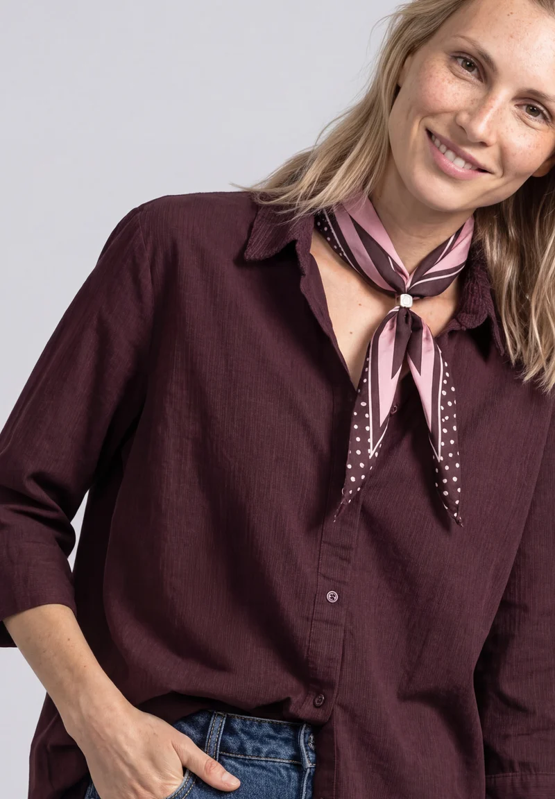 Street One - 3/4 Arm Hemdbluse mit Cordmix - Farbe: rustic rouge