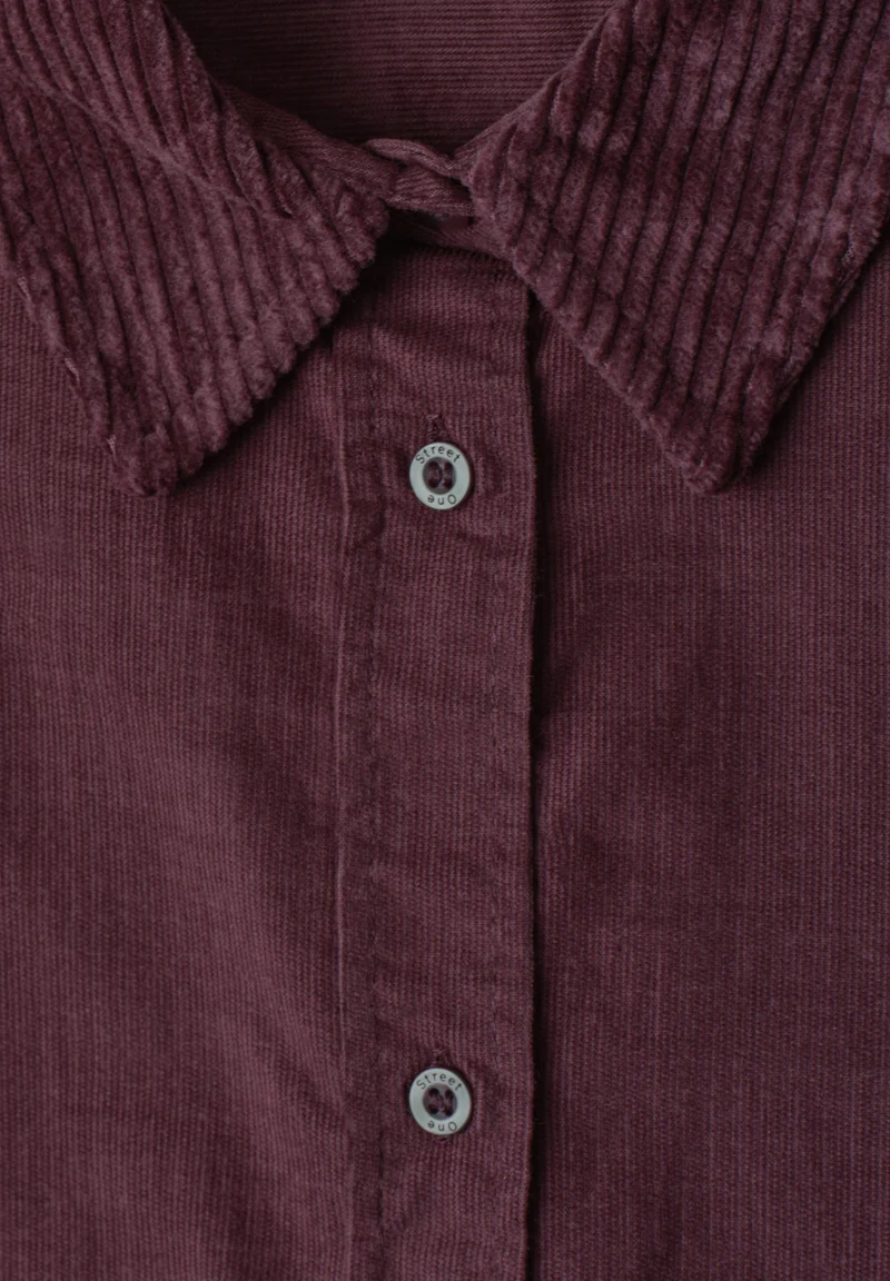 Street One - 3/4 Arm Hemdbluse mit Cordmix - Farbe: rustic rouge