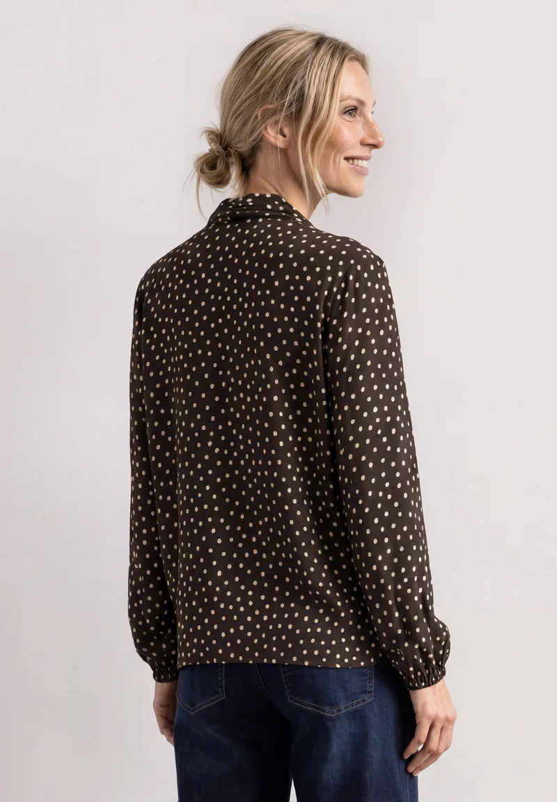 Street One - Langarm Bluse mit Schleifendetail - Farbe: black coffee