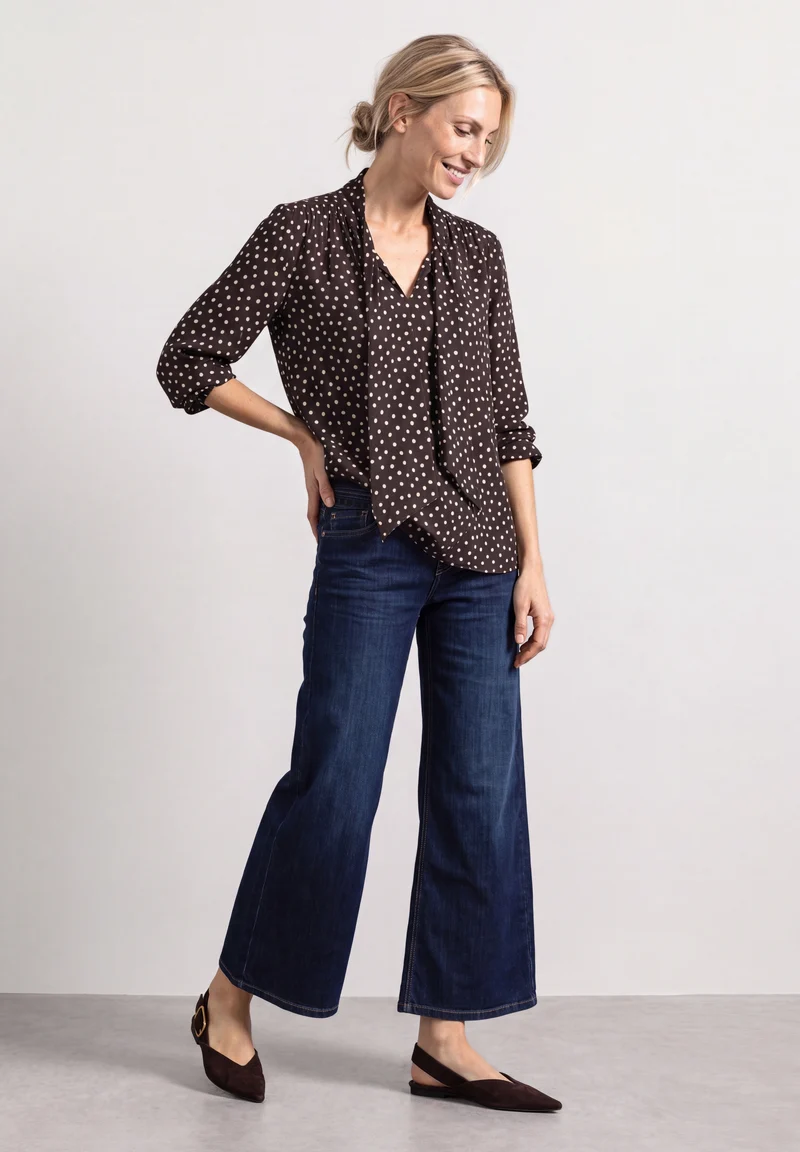 Street One - Langarm Bluse mit Schleifendetail - Farbe: black coffee