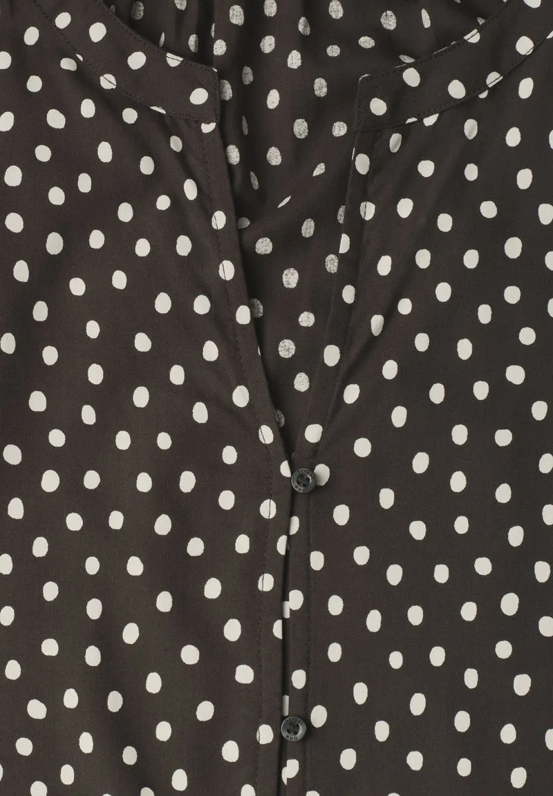 Street One - 3/4-Arm Bluse mit Split Neck und Print - Farbe: black coffee