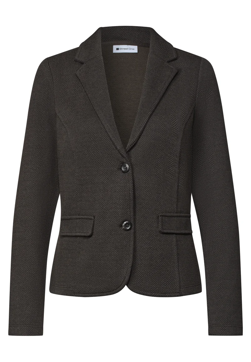 Street One - Basic Blazer mit Reverskragen und Dessin - Farbe: black coffee