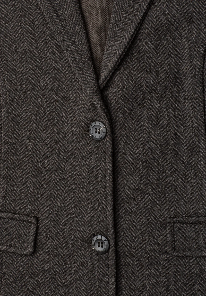 Street One - Basic Blazer mit Reverskragen und Dessin - Farbe: black coffee