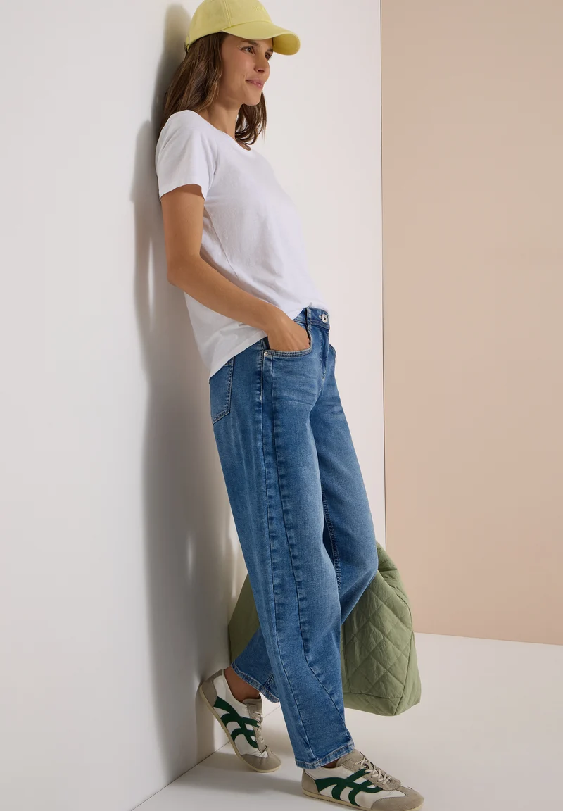 CECIL - High Waist Barrel Leg Jeans "Scarlett" - Farbe: light blue used wash
