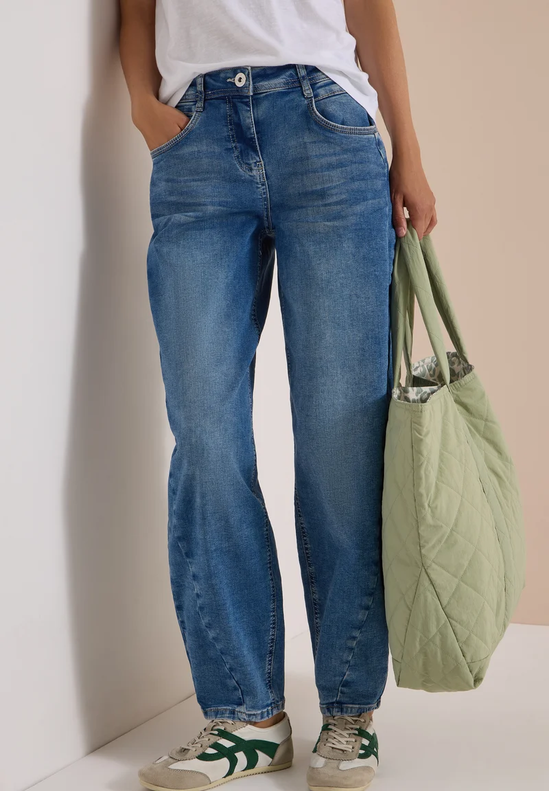 CECIL - High Waist Barrel Leg Jeans "Scarlett" - Farbe: light blue used wash
