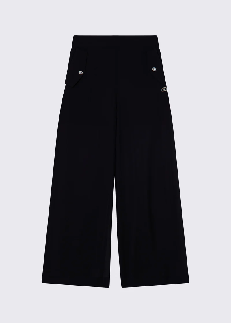 Flared Trousers with Branded Buttons