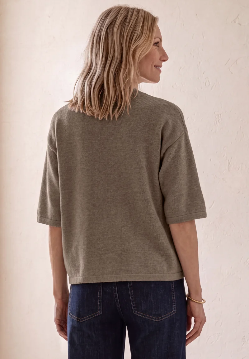 LTD_QR_3/4 sleeve sweater_bead, sanded amber mel.
