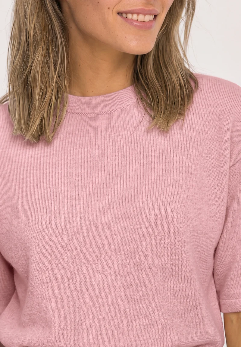LTD_QR_3/4 sleeve basic sweate, vintage blush mel.