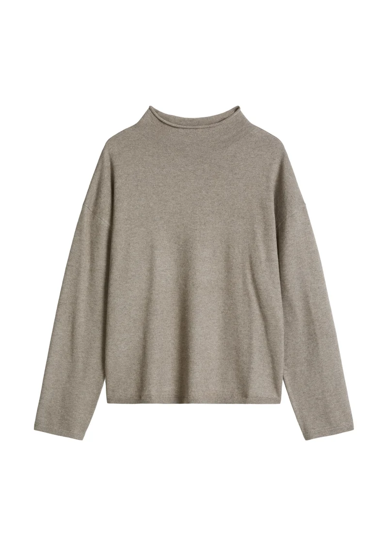 Pullovers, LSL, Stand-Up Collar, Stone Taupe Melange
