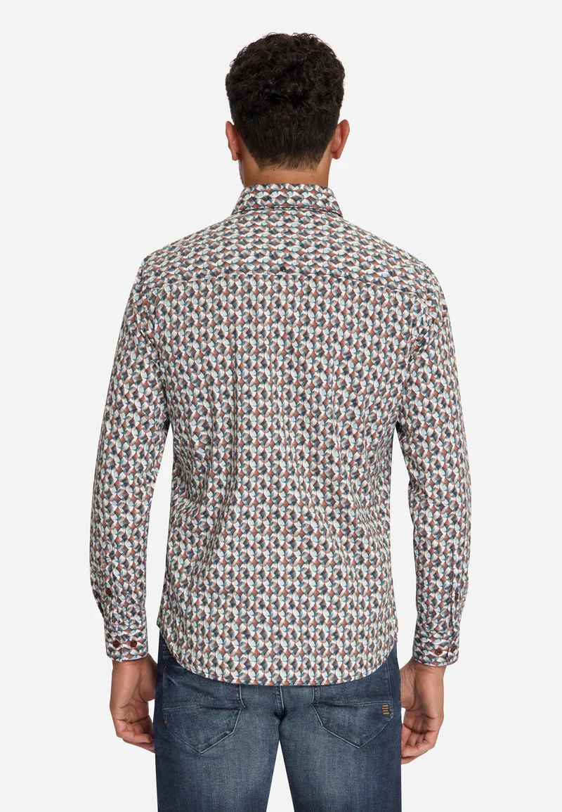 Shirt Stretch Allover Printed, Caramel