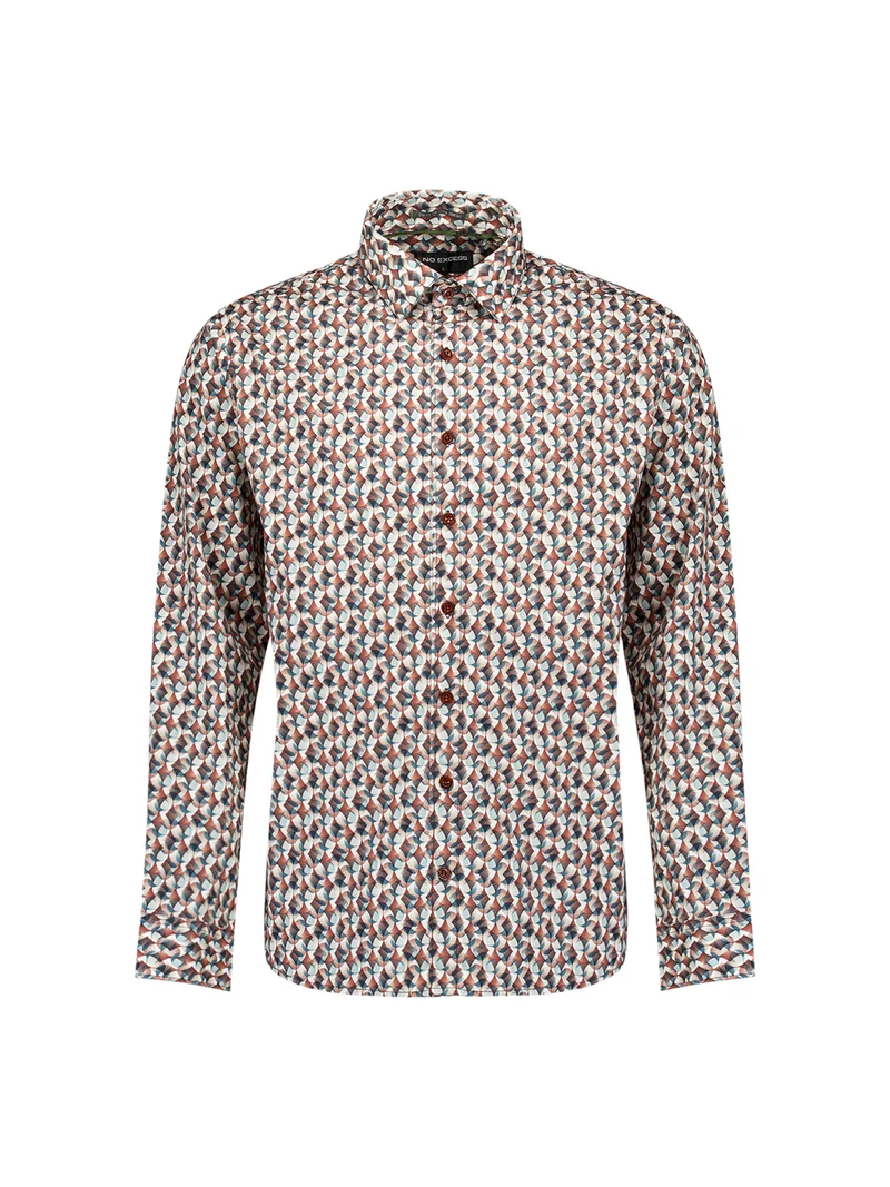 Shirt Stretch Allover Printed, Caramel