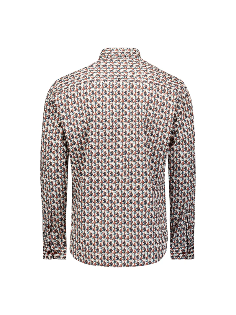 Shirt Stretch Allover Printed, Caramel