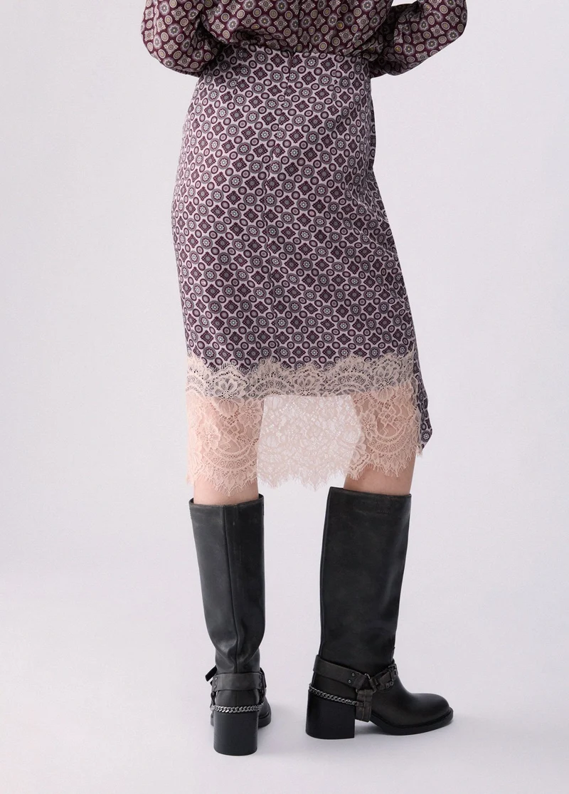 Midi Skirt with Lace Details