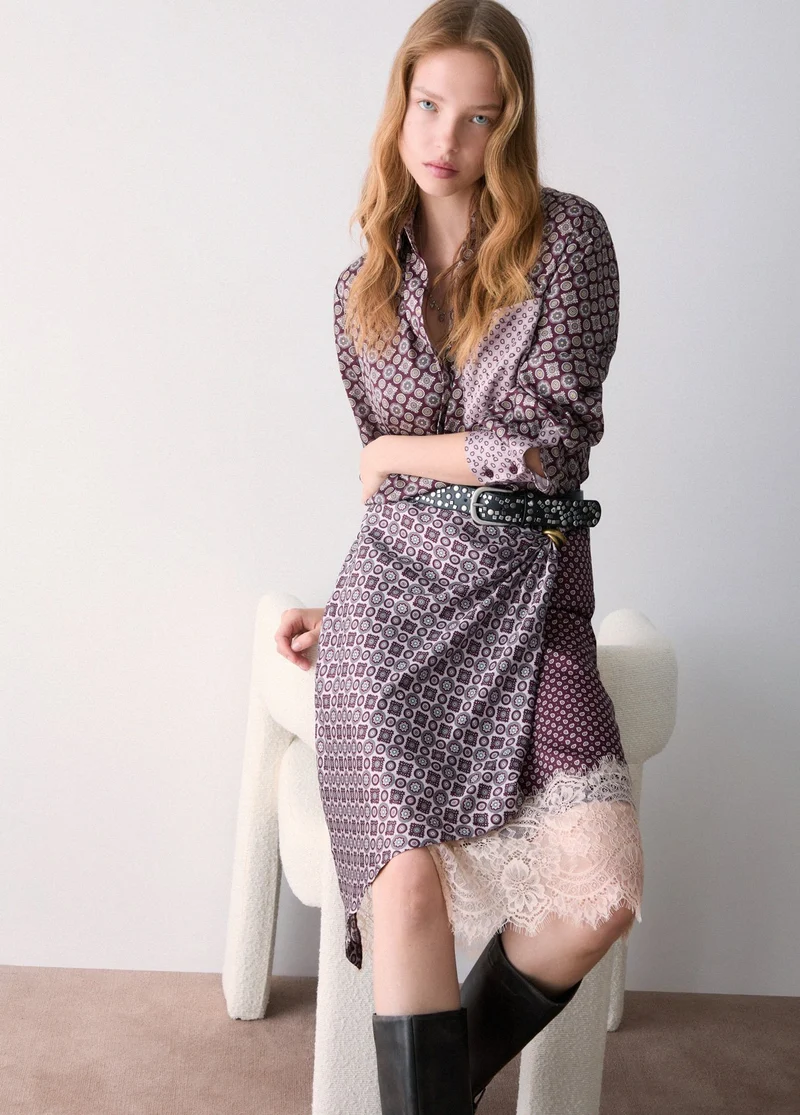 Midi Skirt with Lace Details