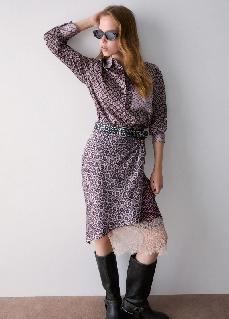 Midi Skirt with Lace Details