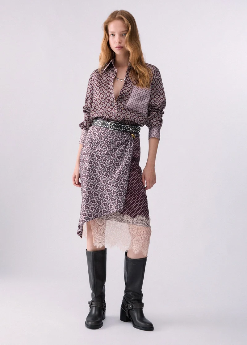 Midi Skirt with Lace Details