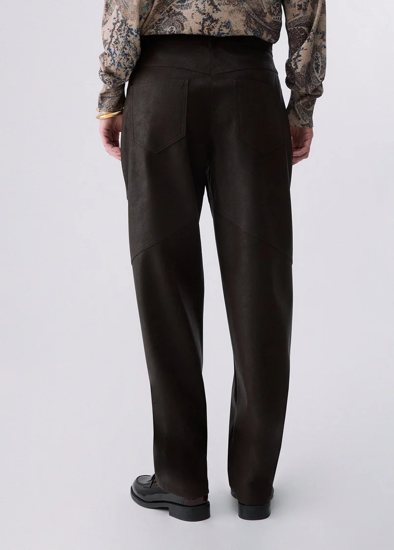 Coated Fabric Baggy Pants