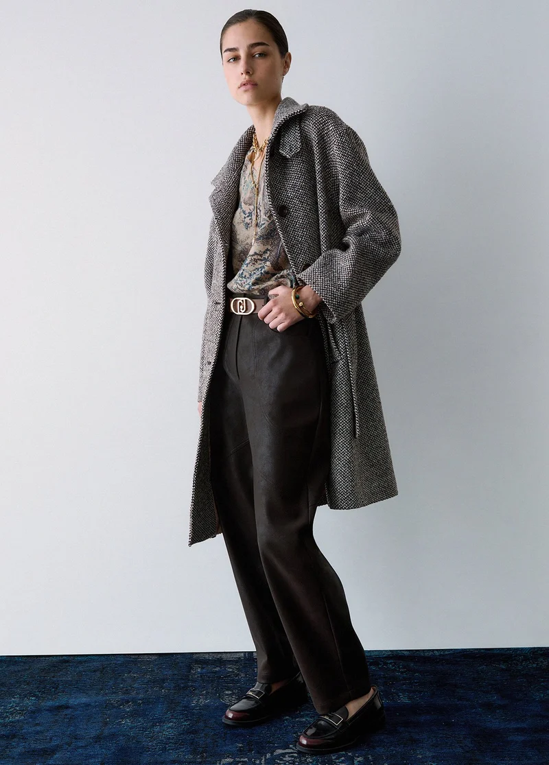 Coated Fabric Baggy Pants