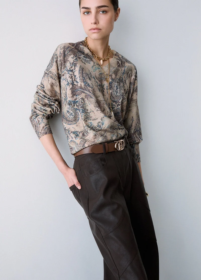 Coated Fabric Baggy Pants