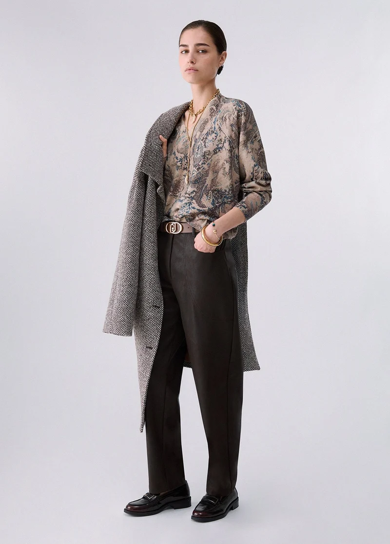 Coated Fabric Baggy Pants