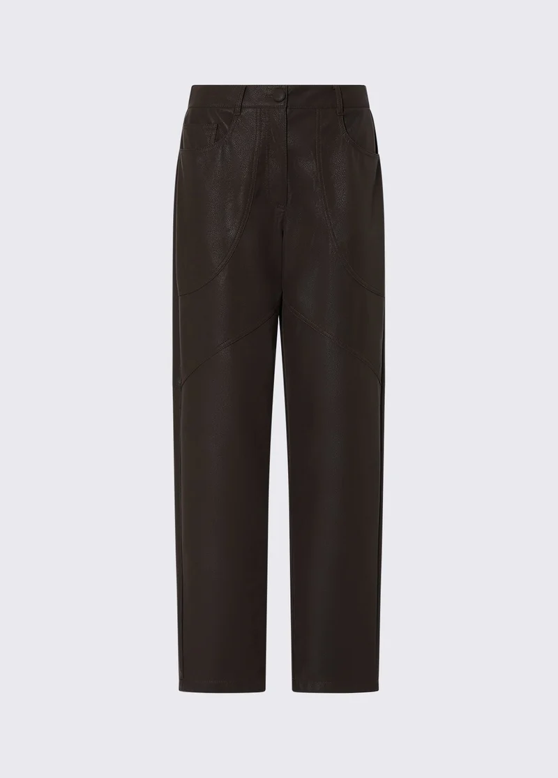 Coated Fabric Baggy Pants