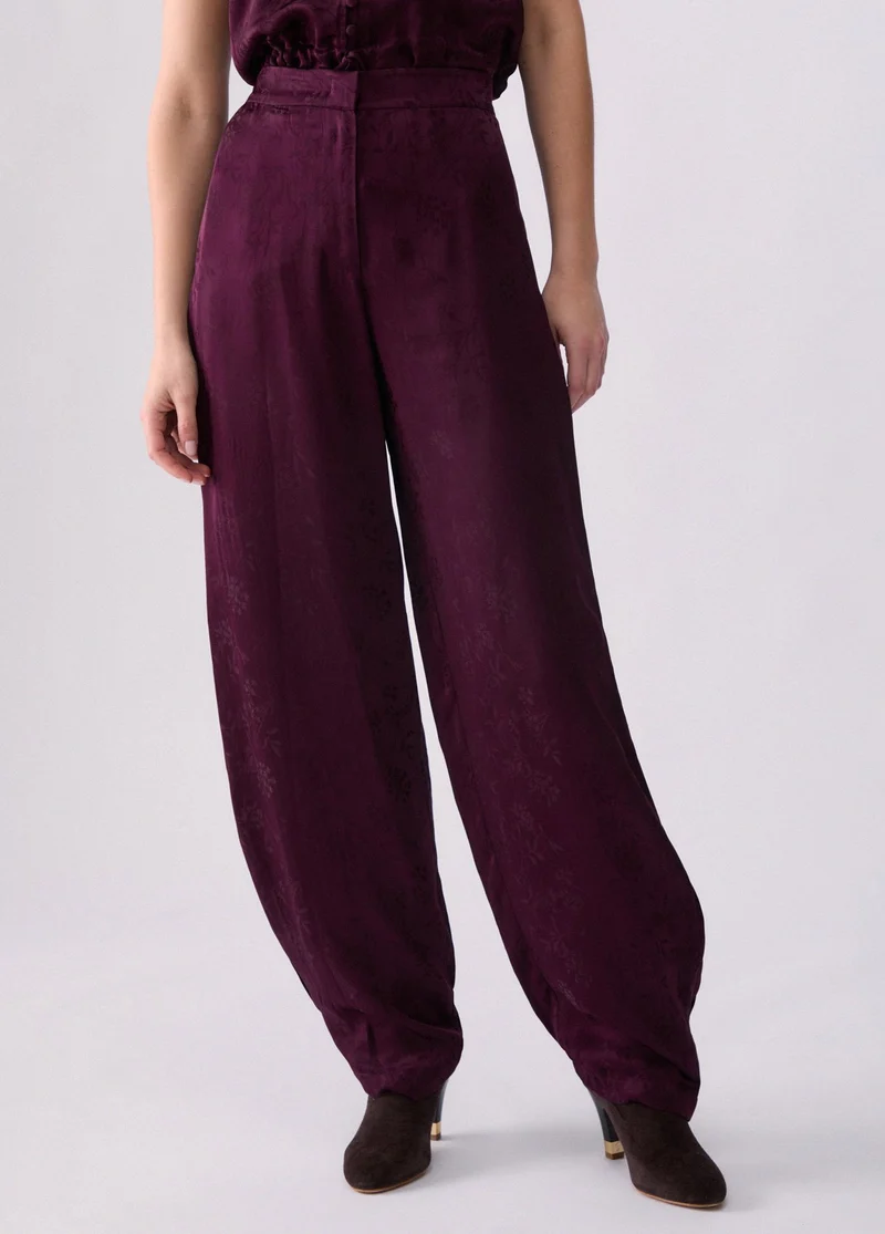 Balloon trousers in jacquard satin