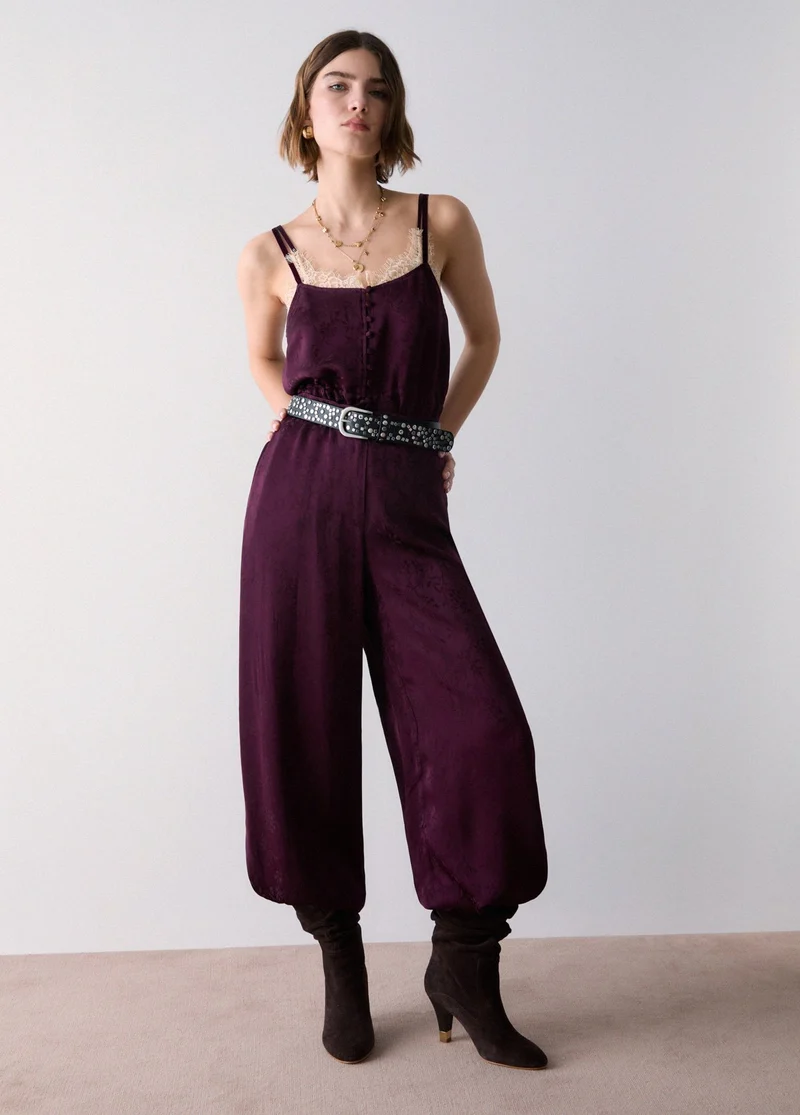 Balloon trousers in jacquard satin