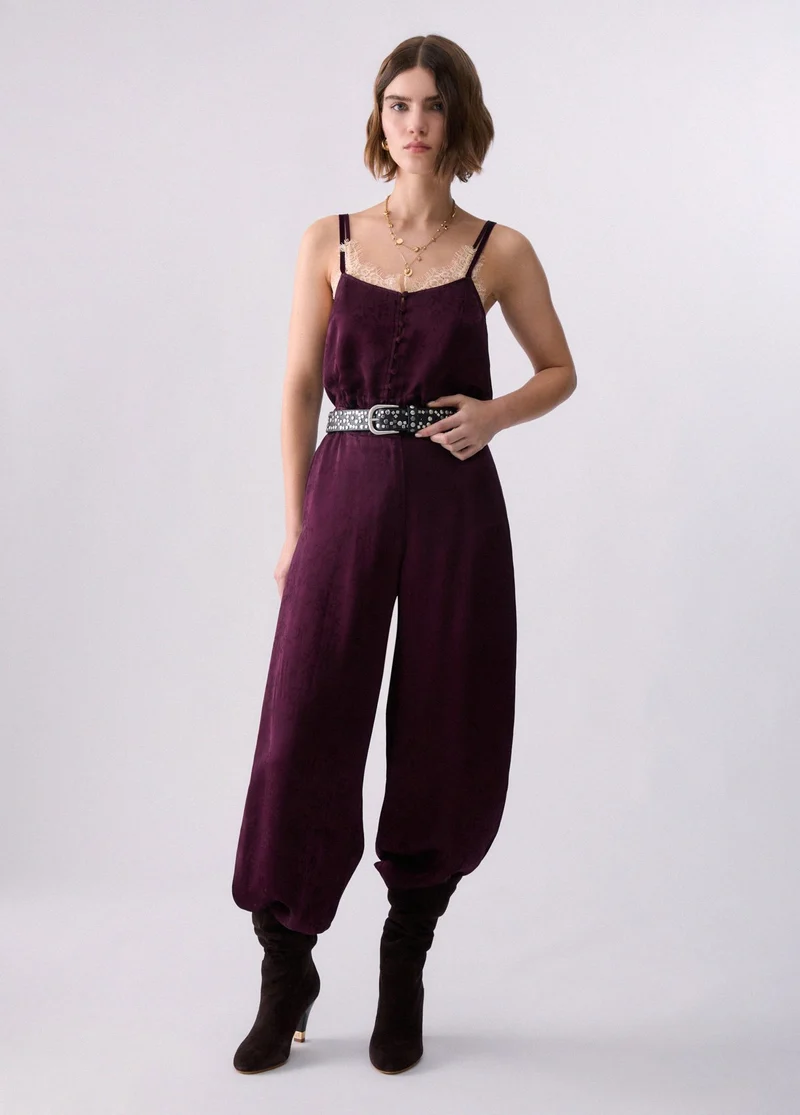 Balloon trousers in jacquard satin