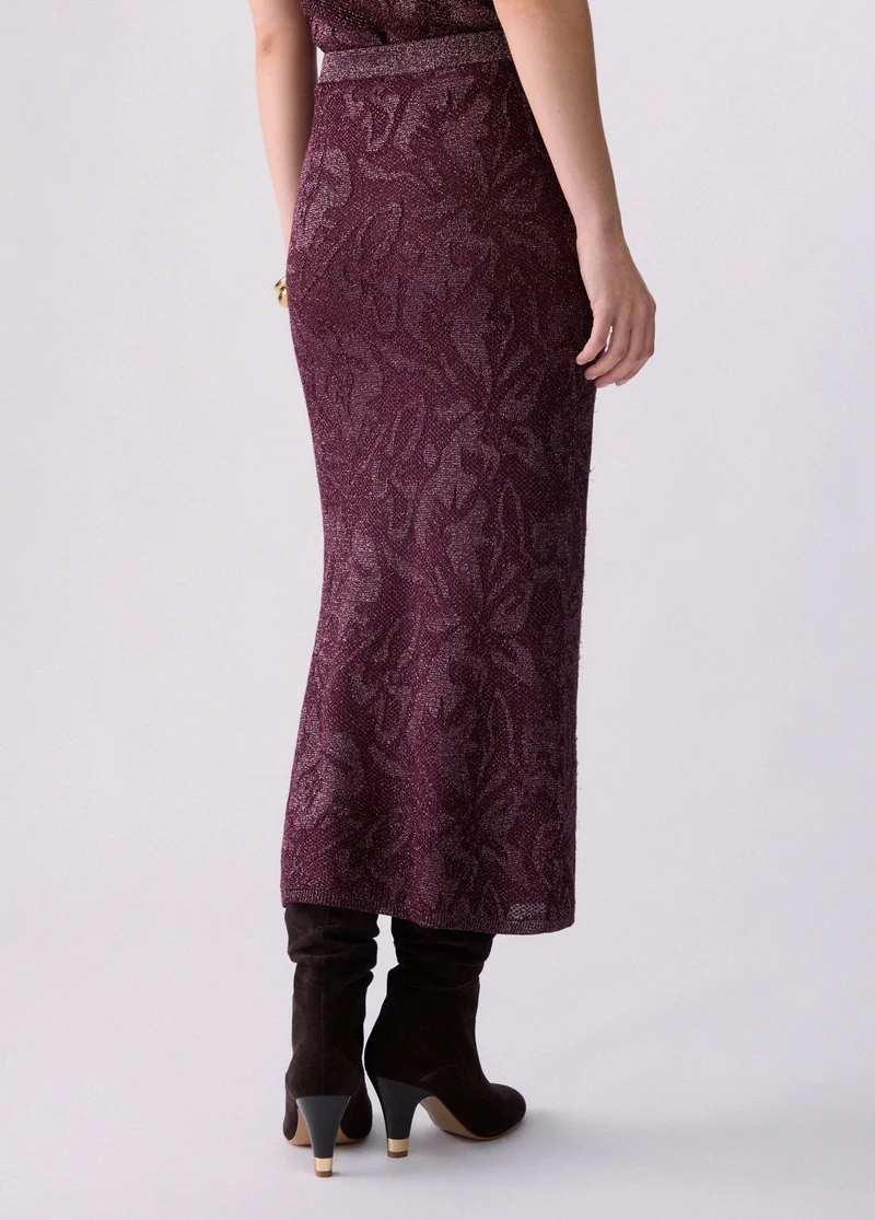 Lamé Lace Midi Skirt