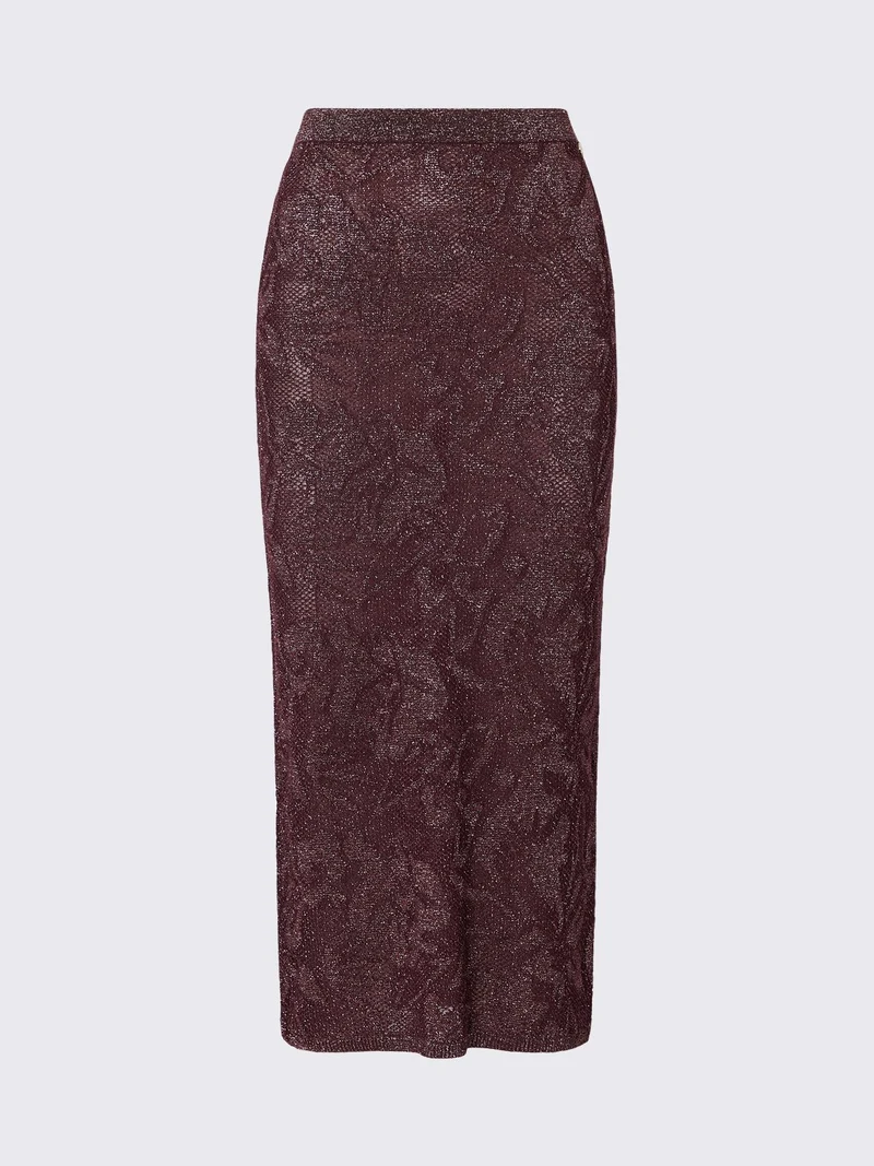 Lamé Lace Midi Skirt
