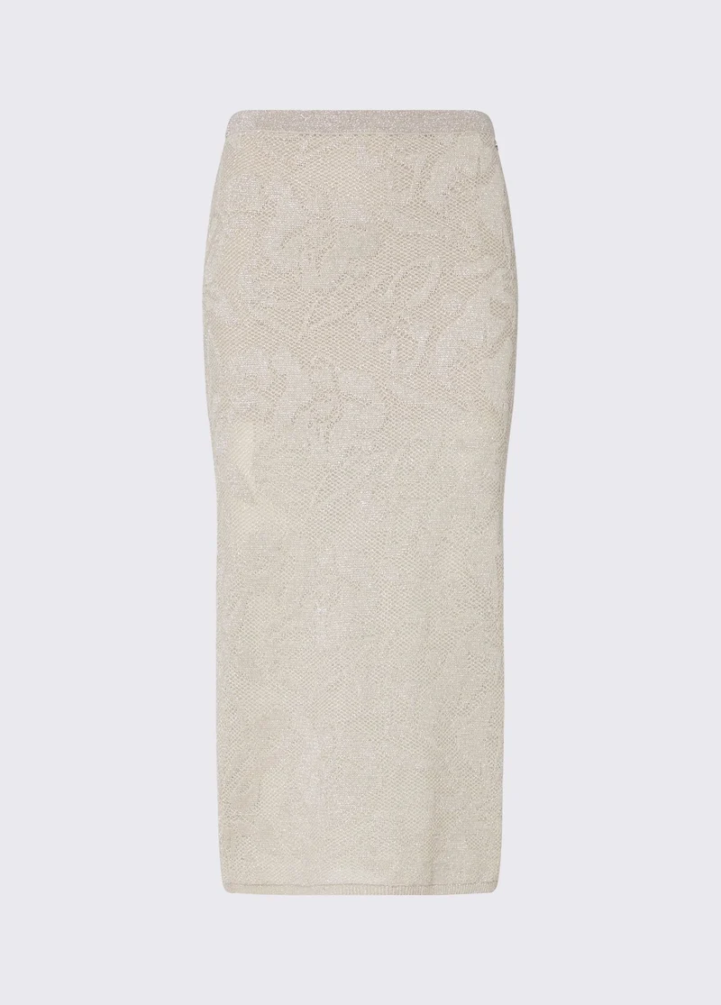 Lamé Lace Midi Skirt