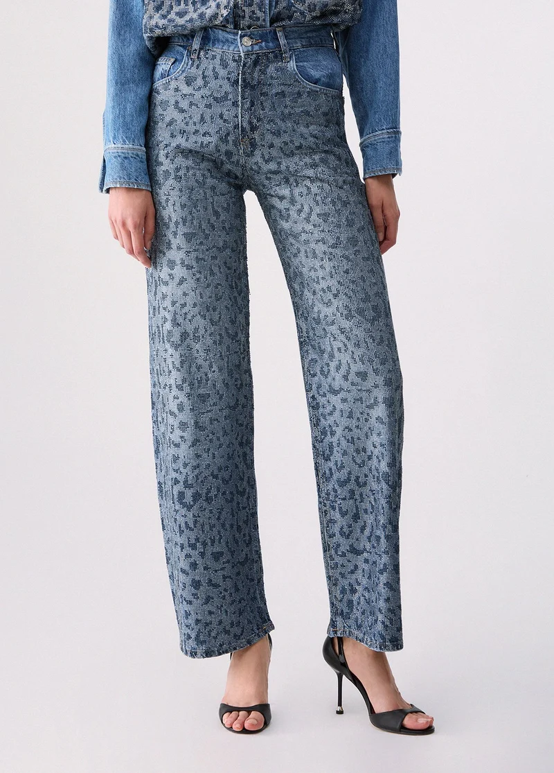Straight-leg jeans with animal print