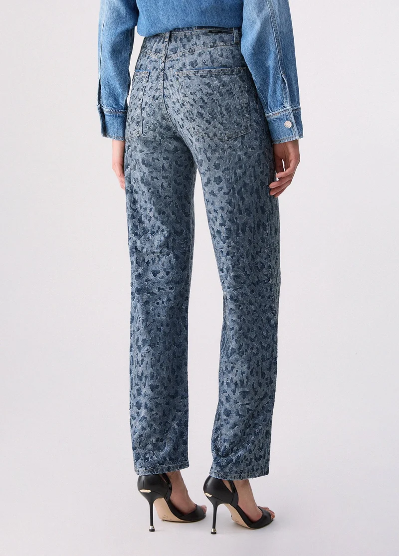 Straight-leg jeans with animal print