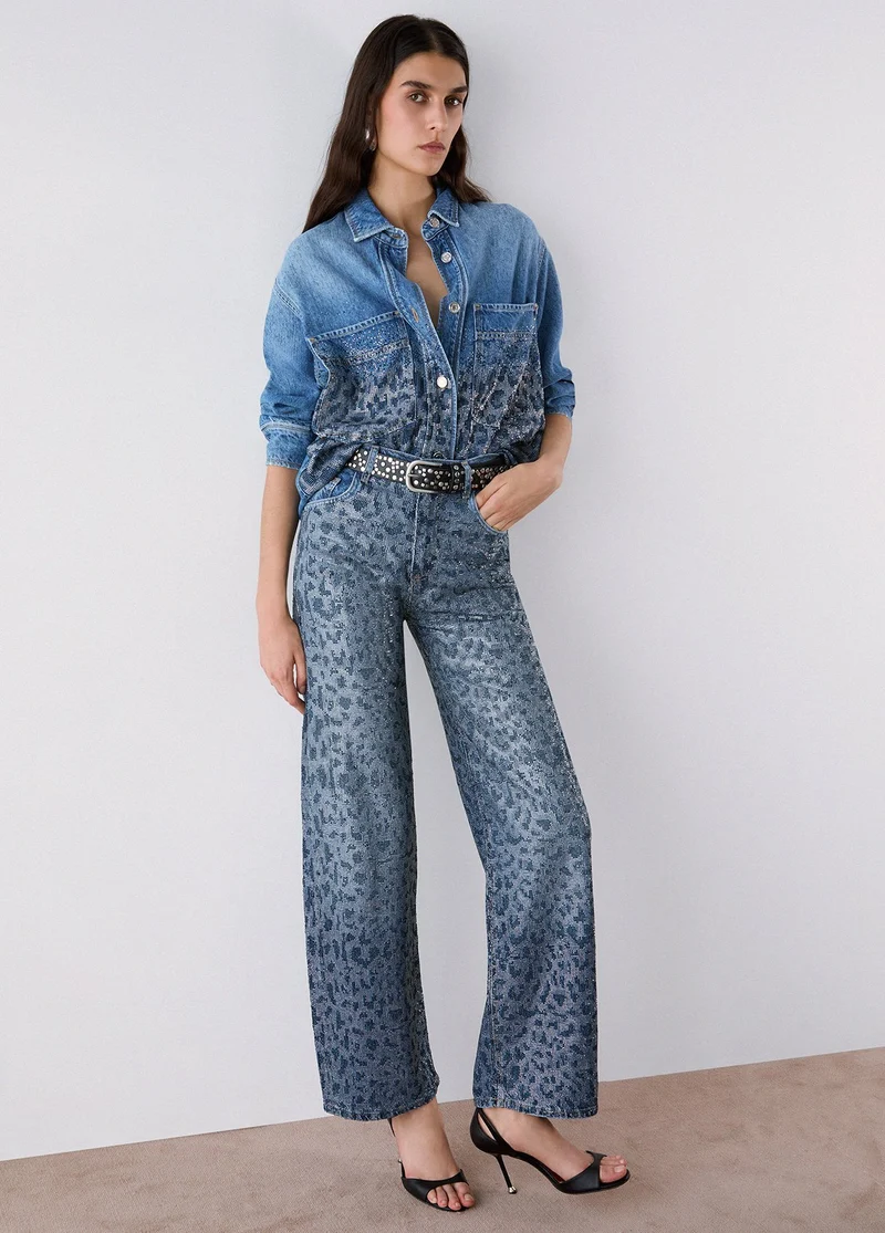 Straight-leg jeans with animal print