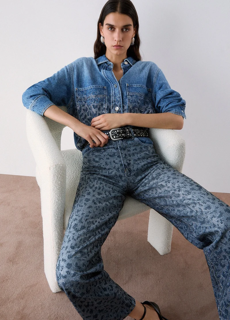 Straight-leg jeans with animal print
