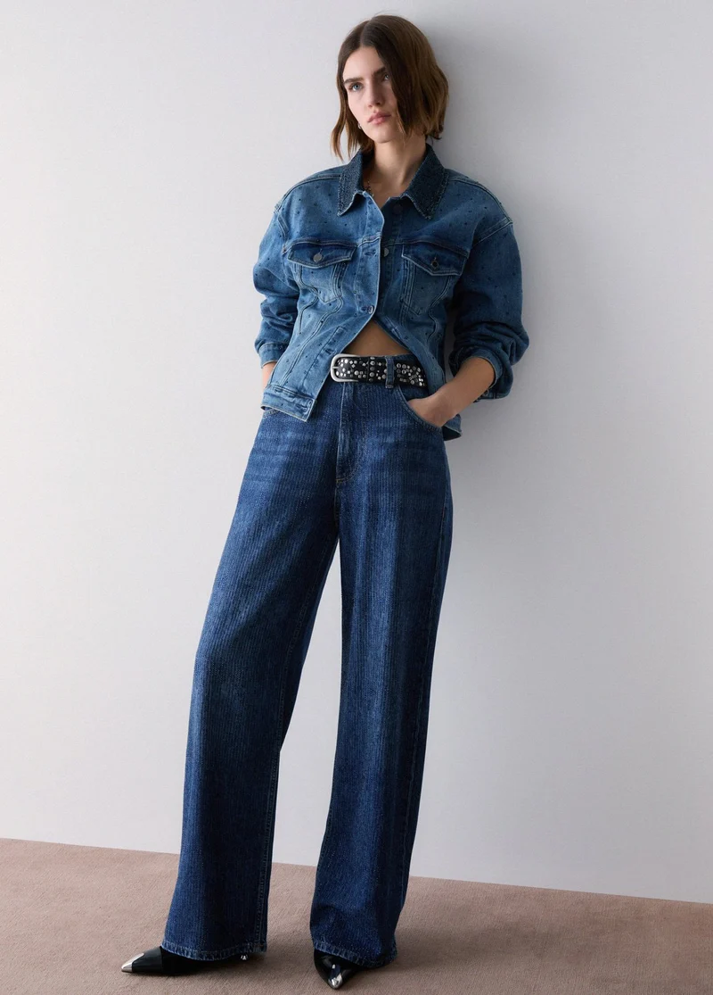 Straight jeans with rhinestones