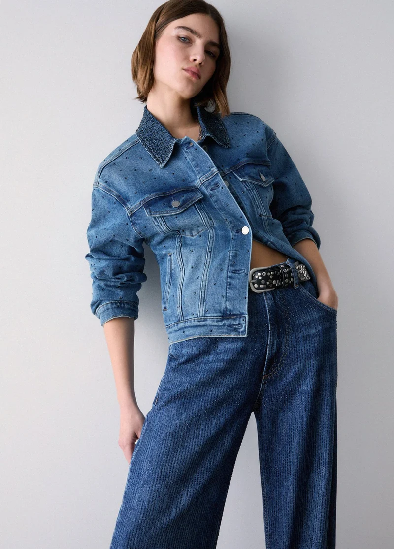 Straight jeans with rhinestones
