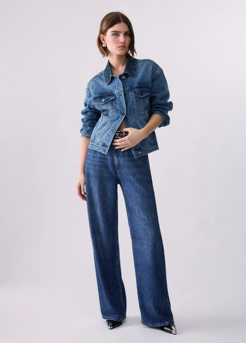 Straight jeans with rhinestones