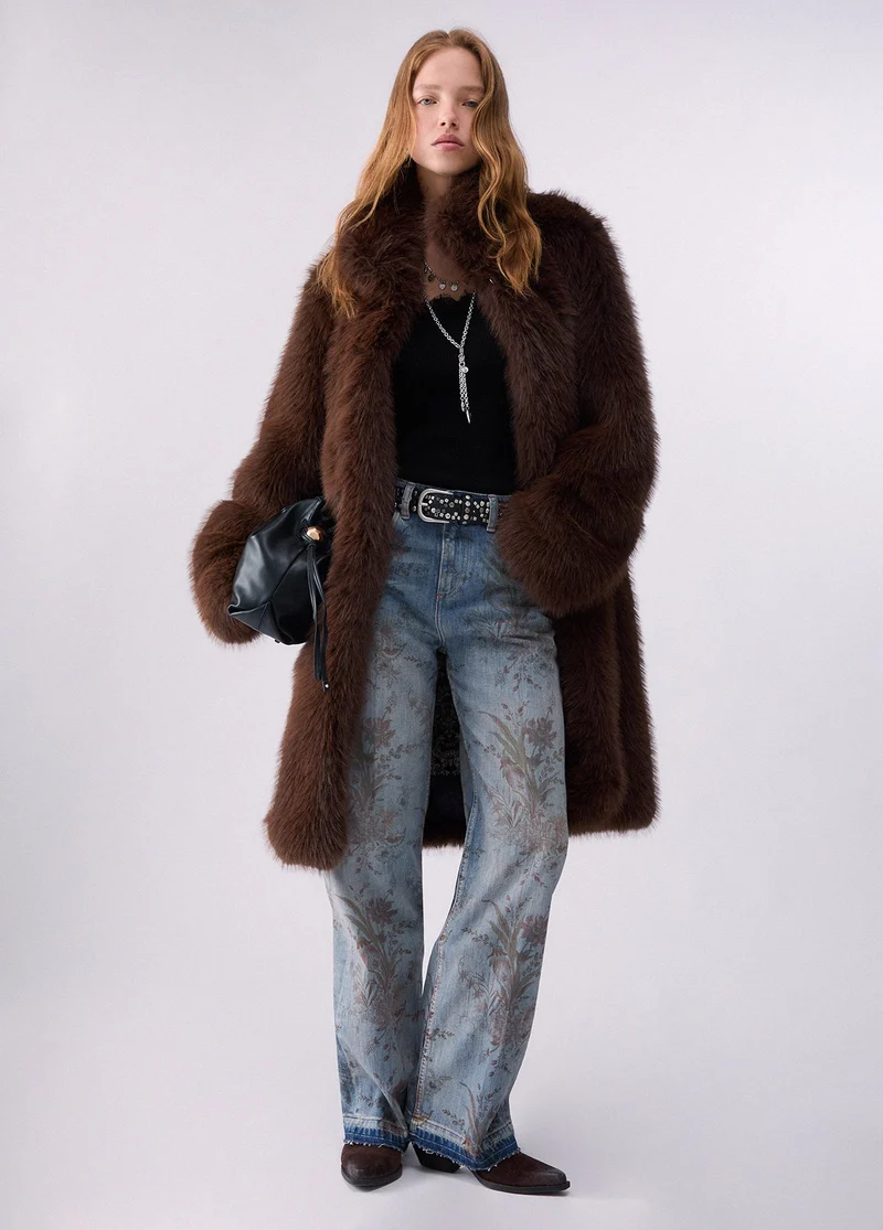 High-waisted jeans with print