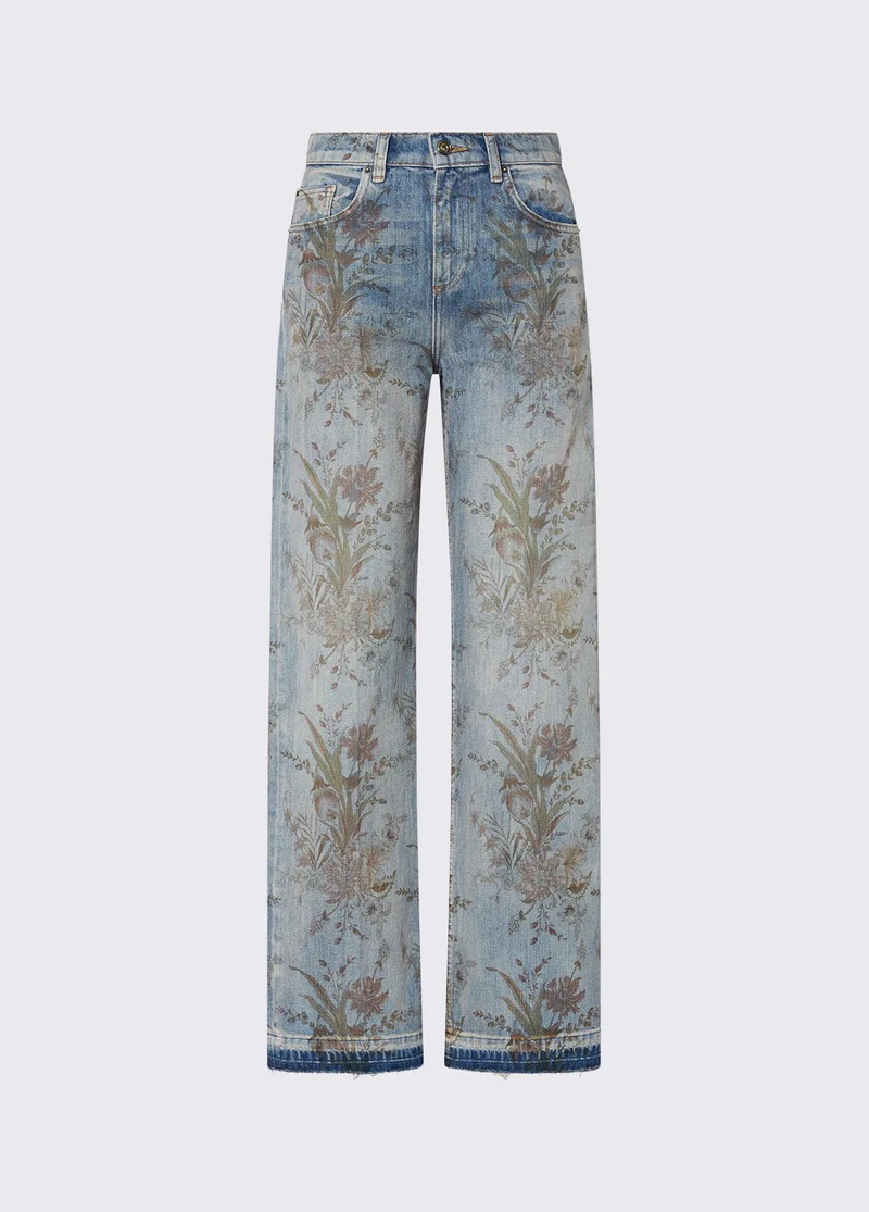 High-waisted jeans with print